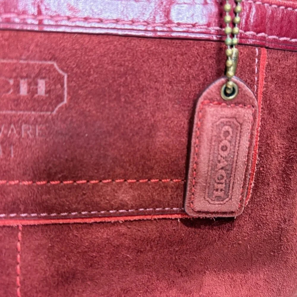 Coach 8B03 Burgundy Suede Hampton Bordeaux Tote - Picture 5 of 15